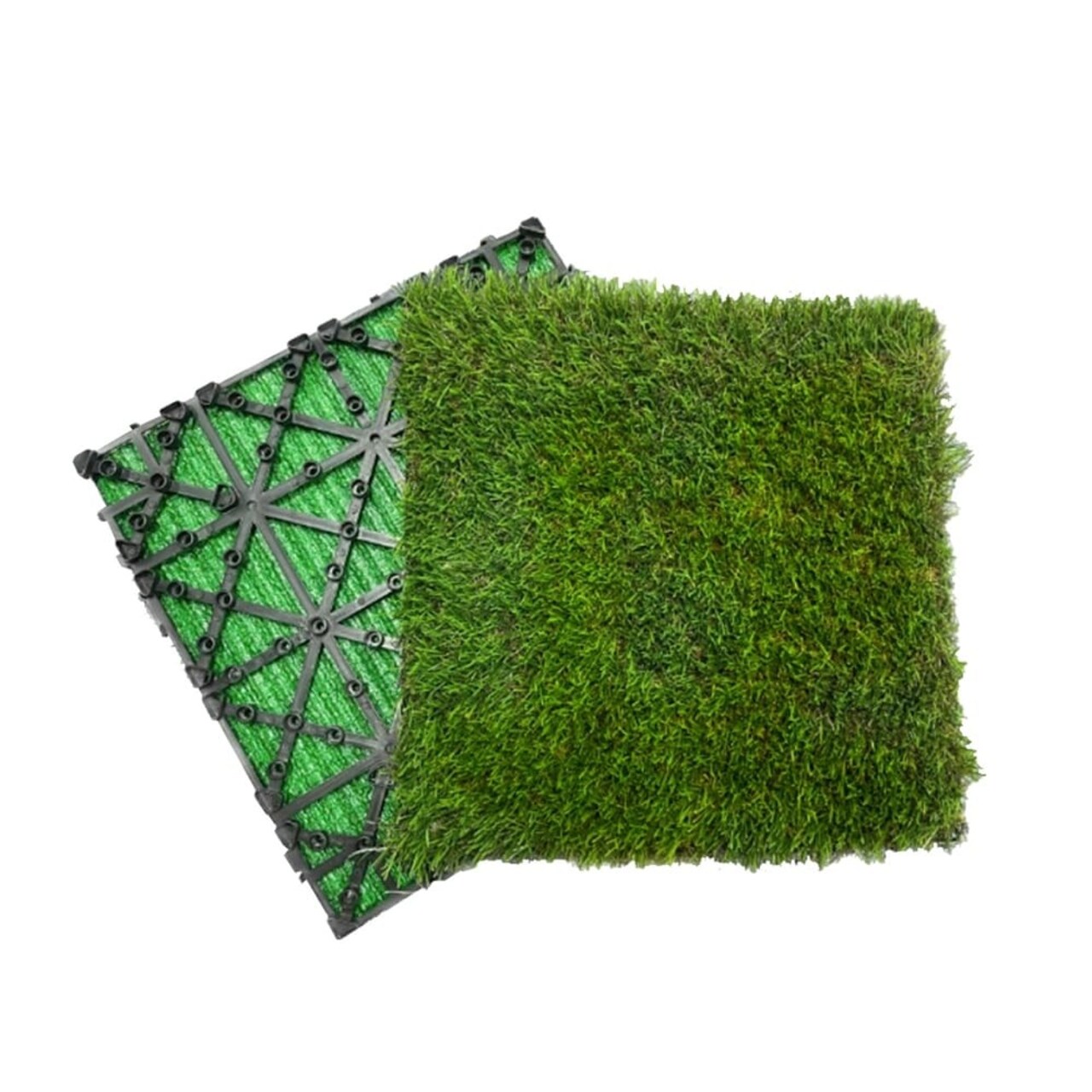 35ct 12" Artificial Grass Self-Draining Interlocking Turf Tiles